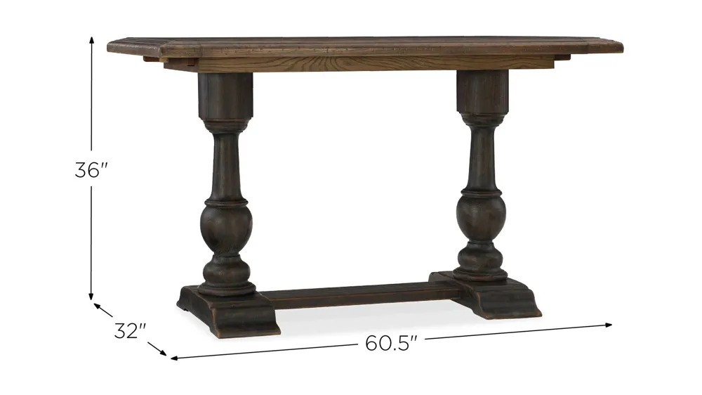 Hill Country Rectangular Adjustable-Height Dining Table with Two Leaves Dimensions