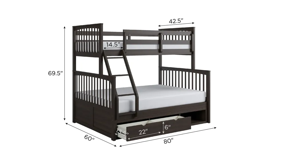 Apollo Bunk Bed with Storage Dimensions