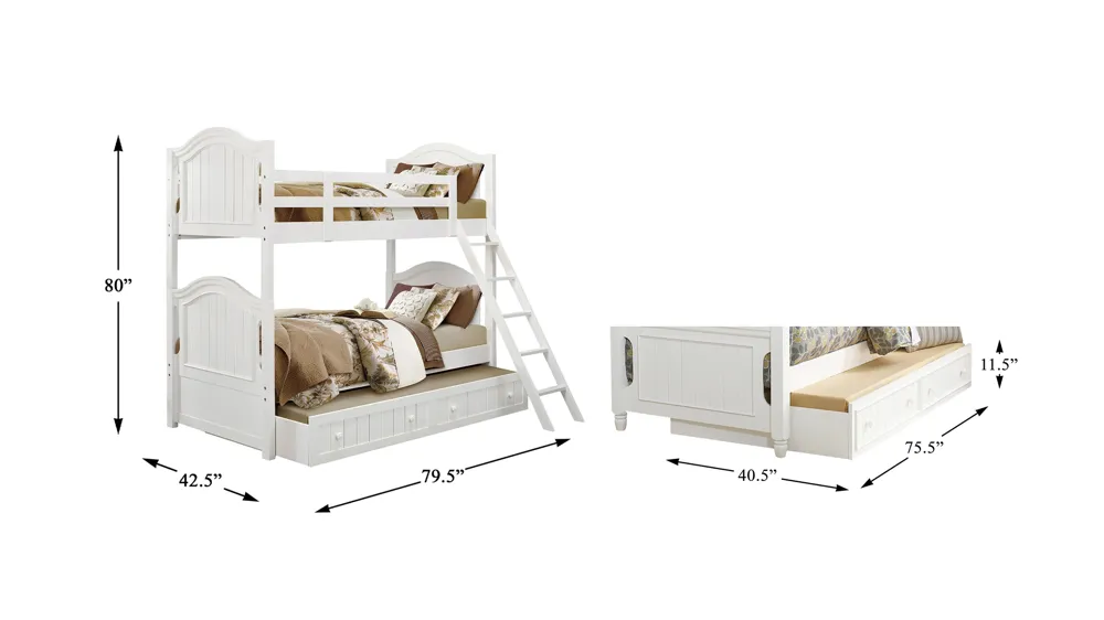 Willow Point Bunk Bed with Trundle Dimensions