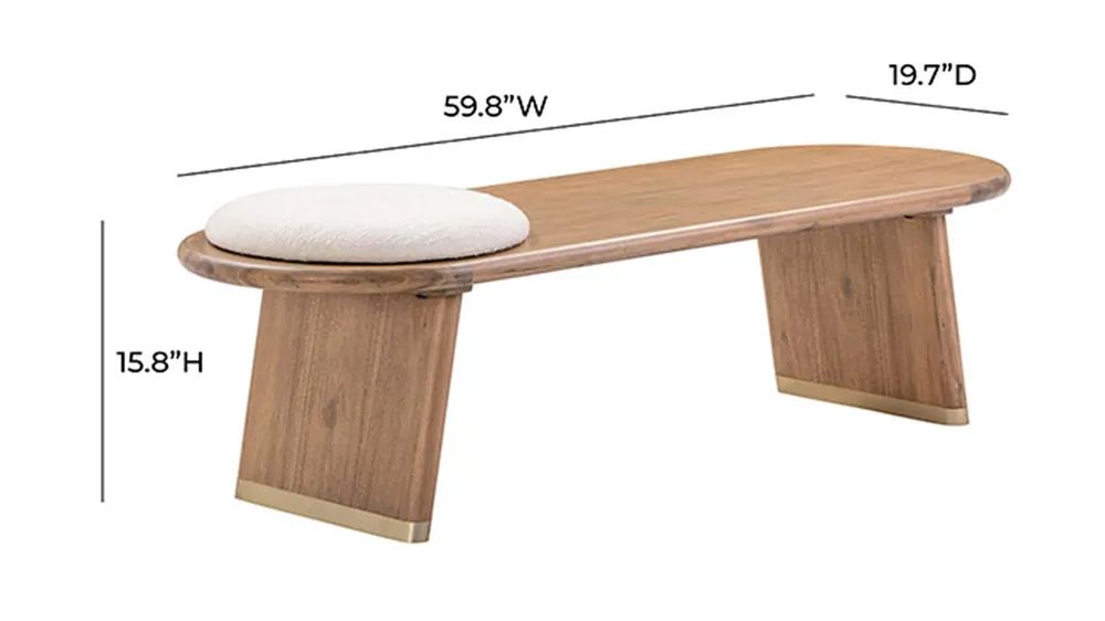 Samantha Bench with Boucle Seat Dimensions