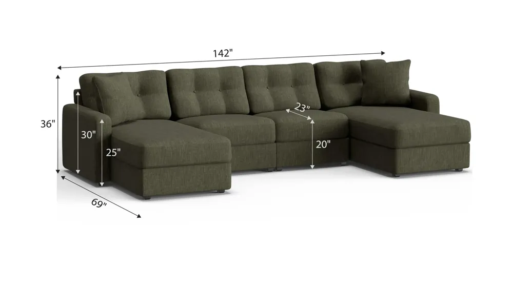 ModularOne 4-pc. Sectional Dimensions