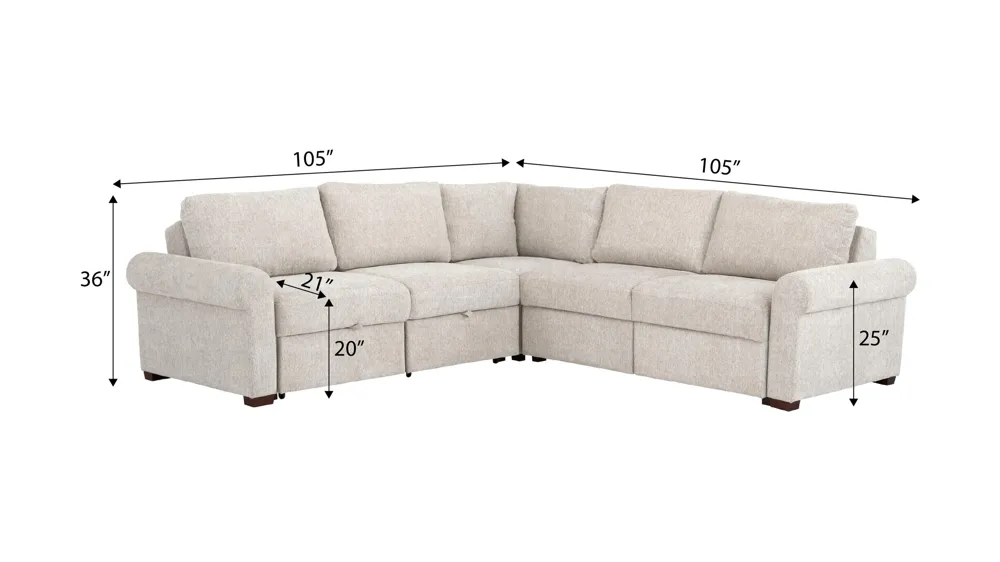 Juniper 6-pc. Sectional Dimensions