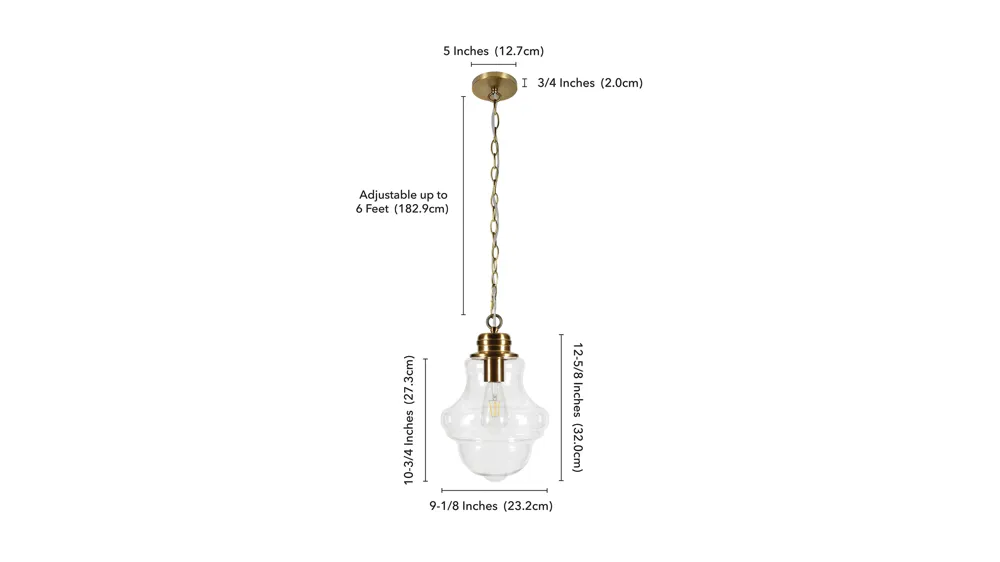 Isidora Clear Glass Pendant Dimensions