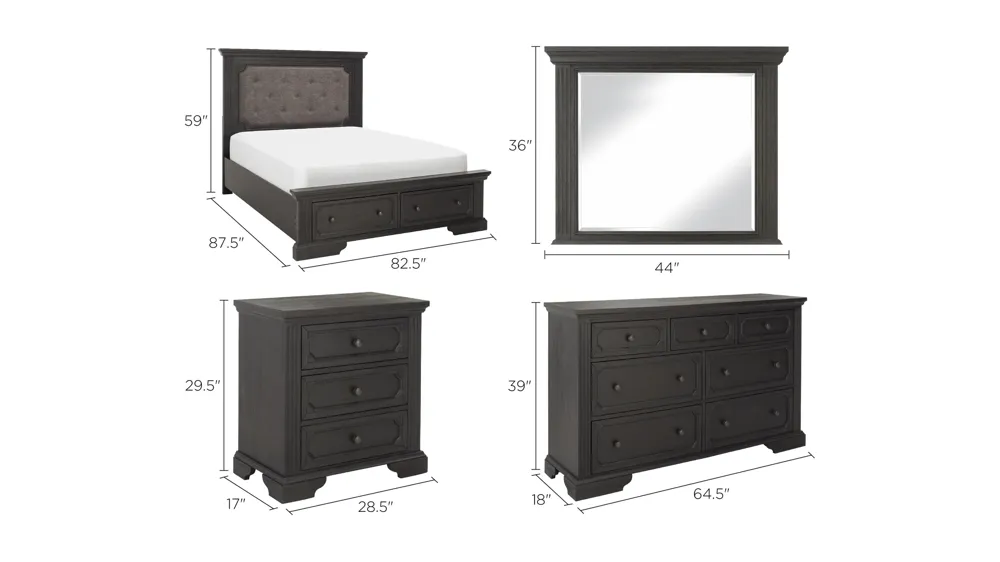 Brunswick 4-pc. Bedroom Set Dimensions