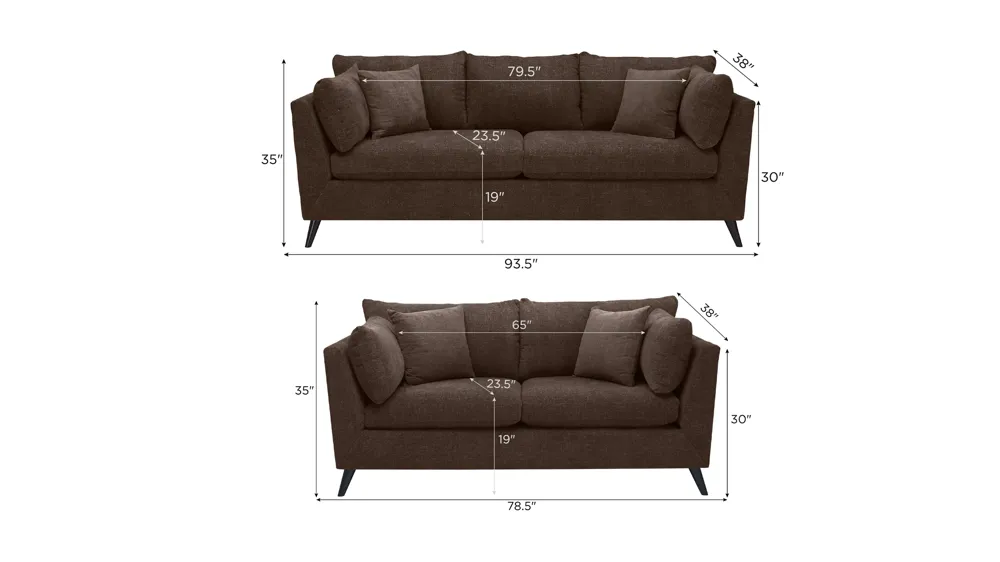 Caruso Living Room Set Dimensions