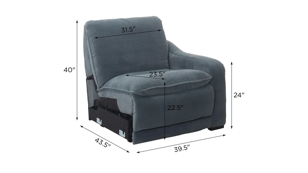 Celine Right Arm Facing Power Recliner w/ Power Headreat Dimensions