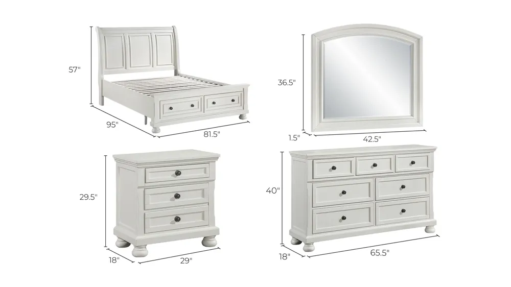 Soriah 4-pc. Storage Bedroom Set Dimensions