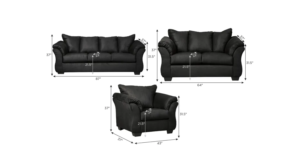 Whitman Living Room Set Dimensions