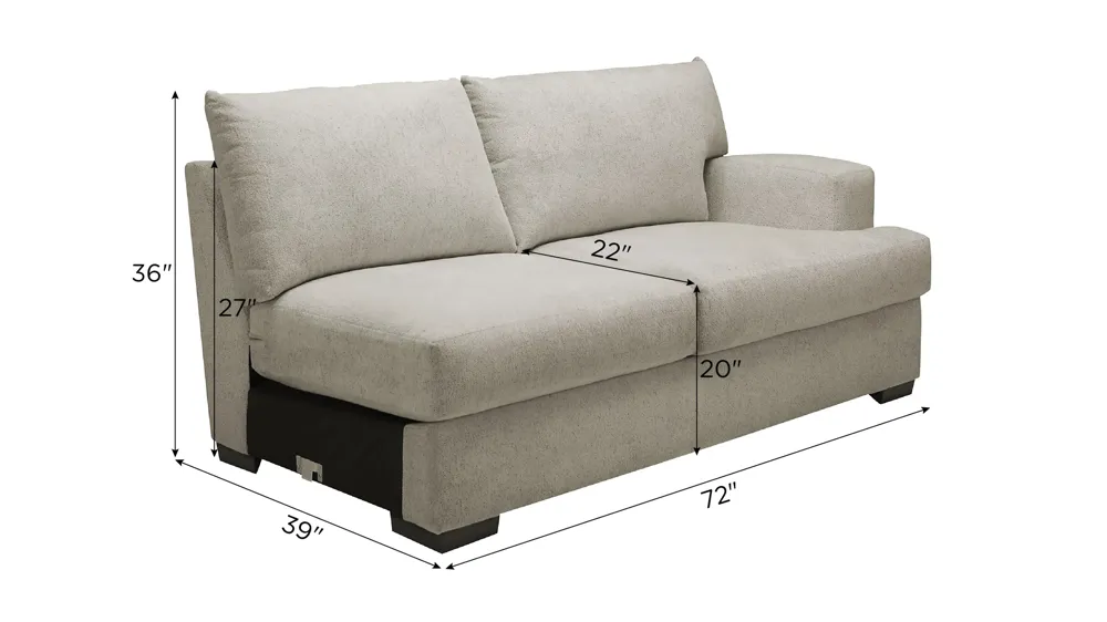Haley Right Arm Facing Loveseat Dimensions