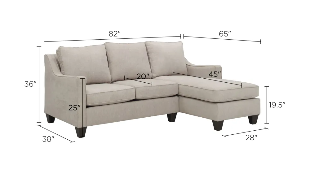 Ezra 2-pc. Chenille Sectional Sofa Dimensions