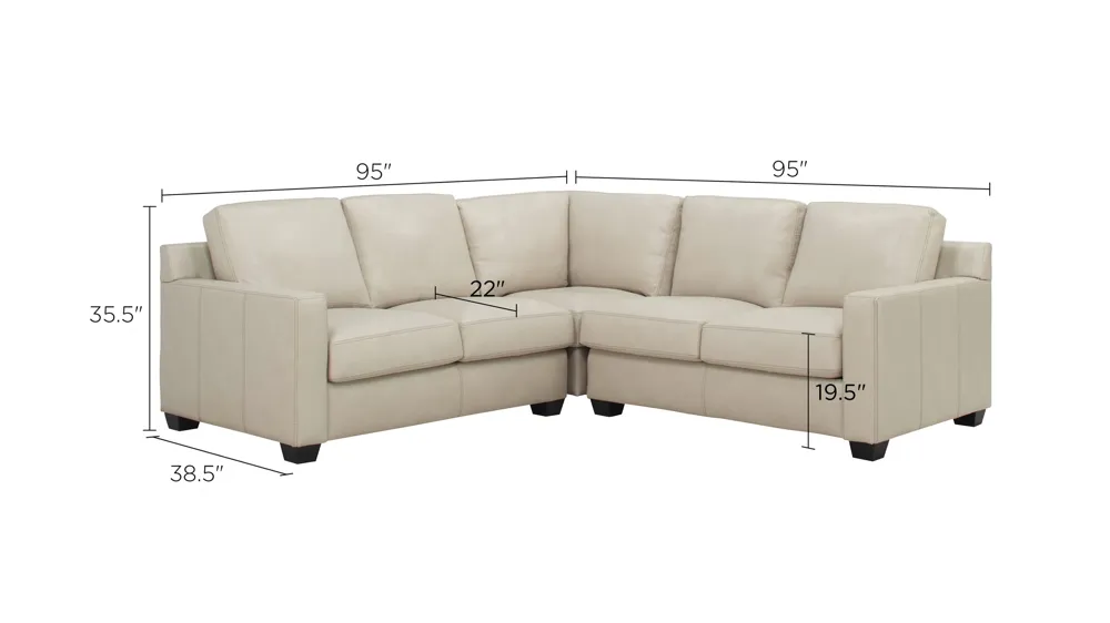 Anaheim Leather 3-pc. Sectional Dimensions