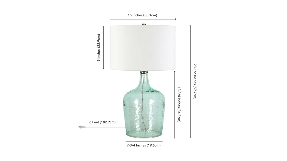 Bosco Glass Table Lamp Dimensions