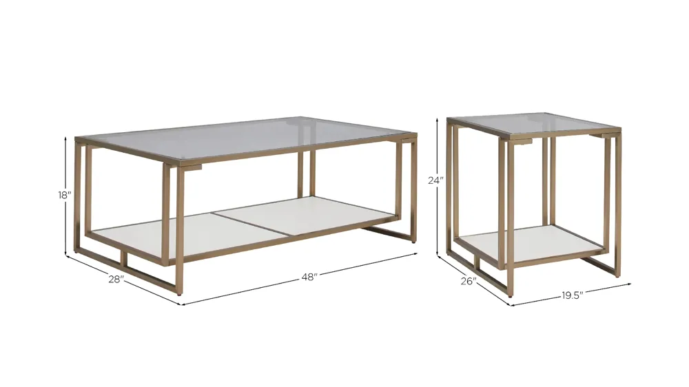 Monroe 3-pc. Cocktail Table Set Dimensions