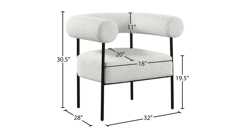 Blake Boucle Fabric Accent Chair Dimensions
