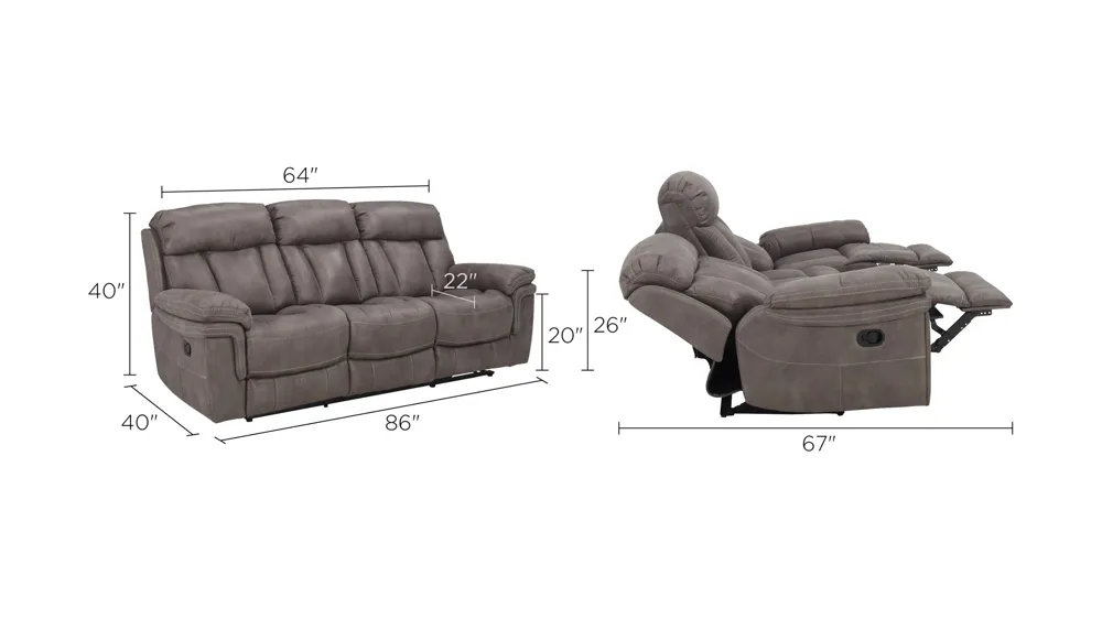 Ryder Reclining Sofa Dimensions