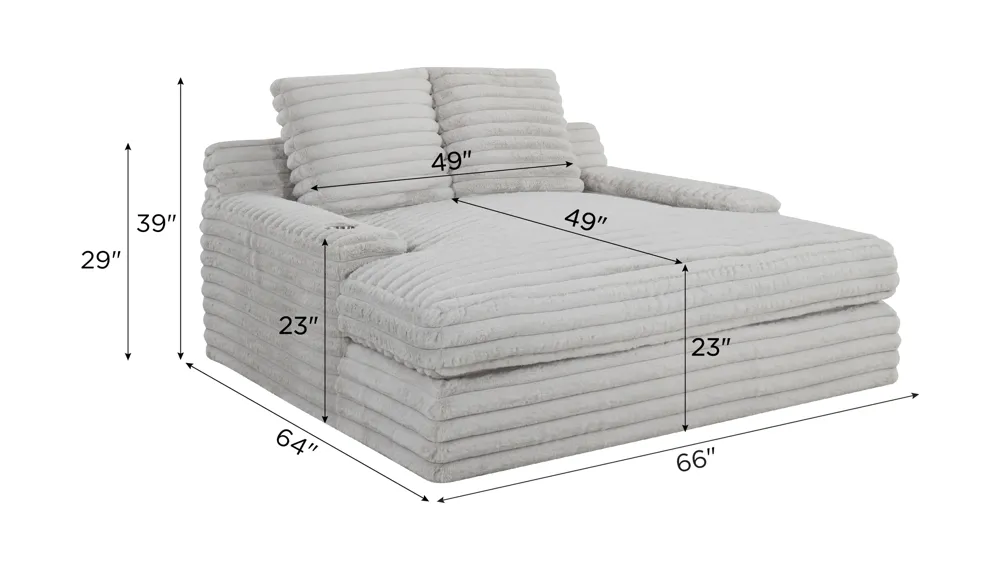 Woolly Chaise w/ Cup Holders and USB Dimensions