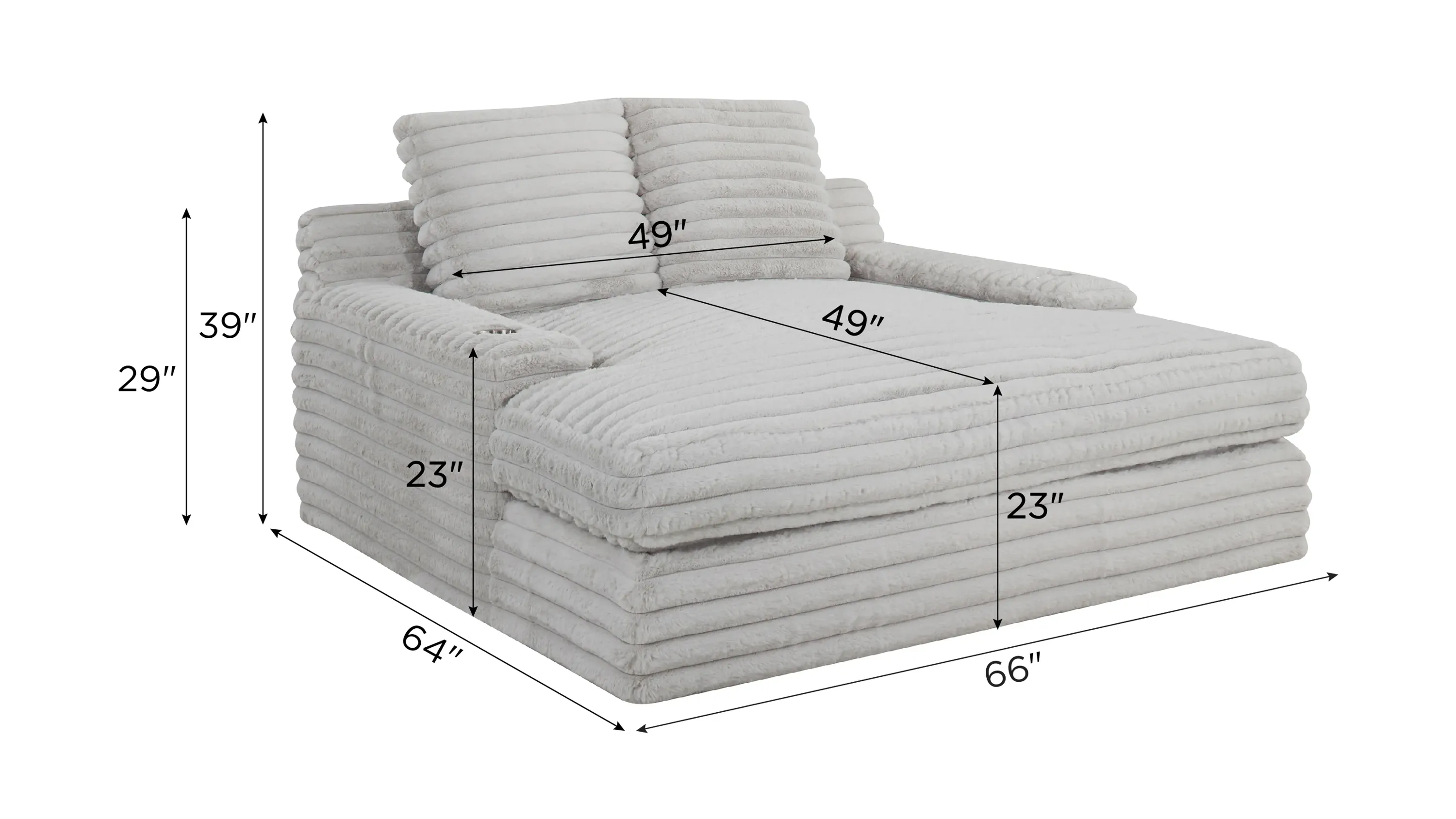 Woolly Chaise w/ Cup Holders and USB | Raymour & Flanigan