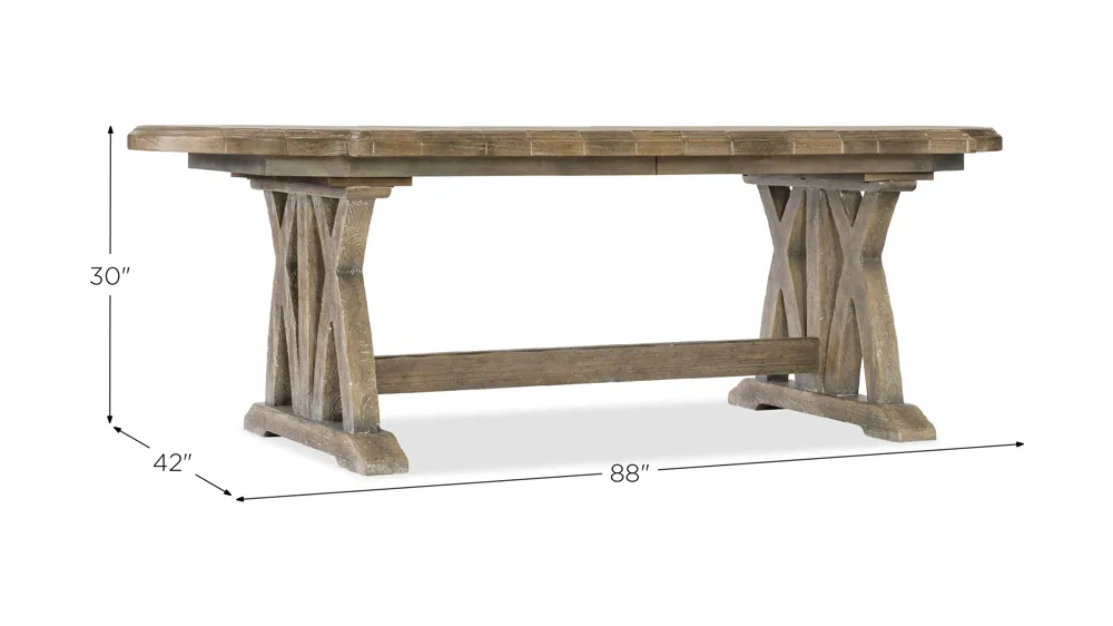 Boheme Colibri Rectangular Trestle Dining Table with Leaf Dimensions