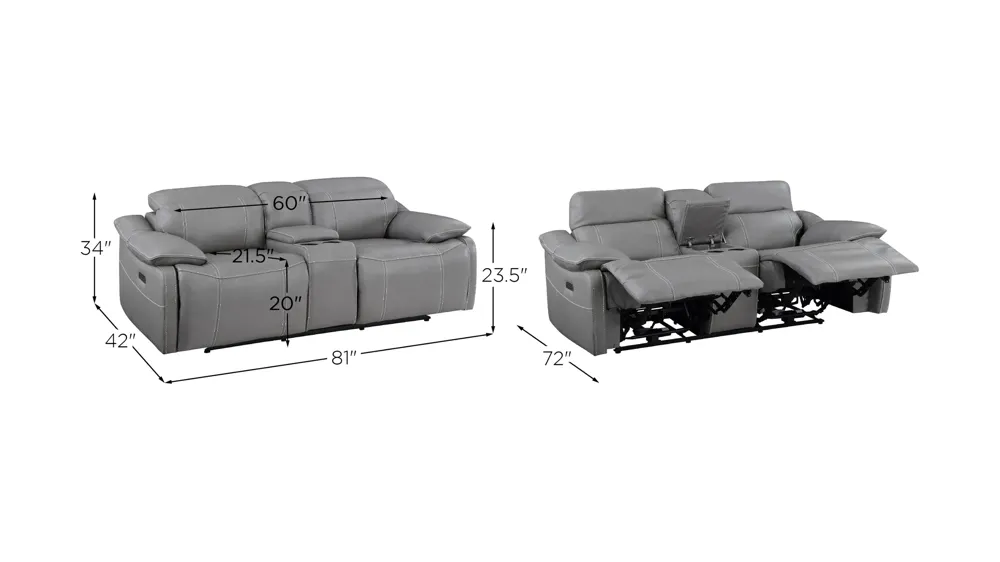 Alpine Power Console Loveseat Dimensions