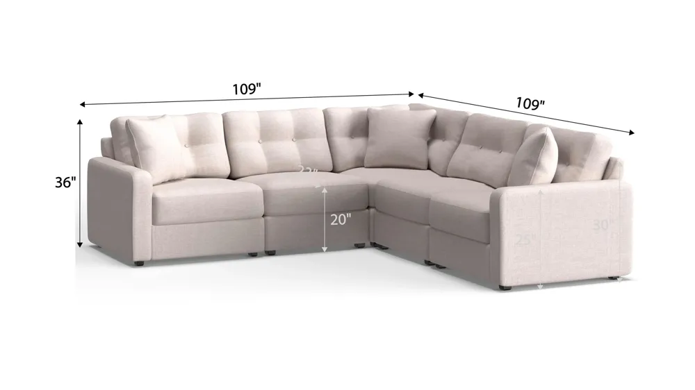 ModularOne 5-pc. Sectional Dimensions