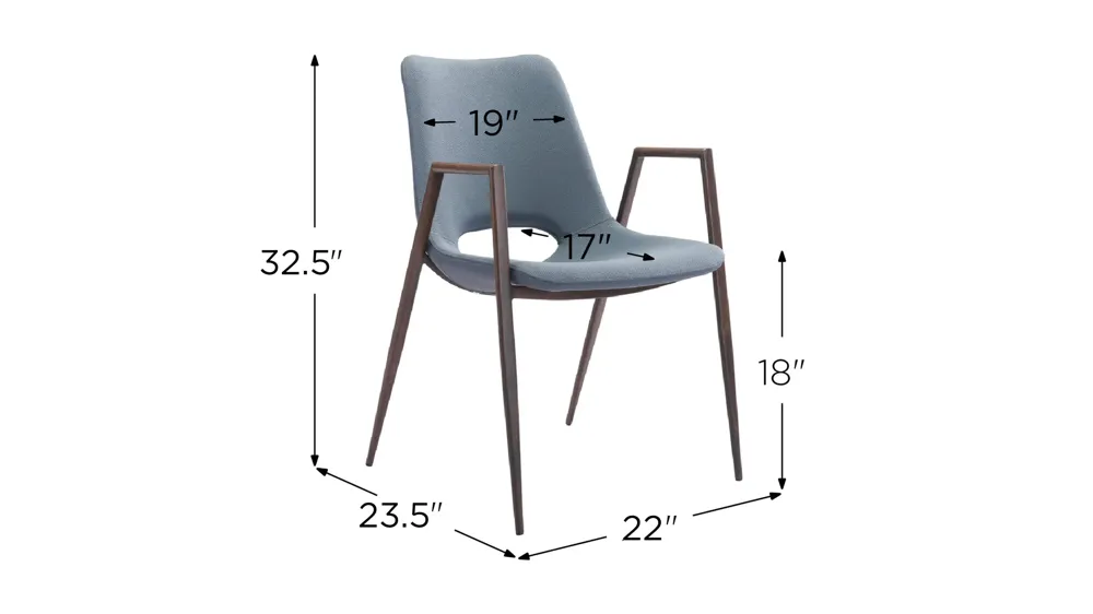 Desi Dining Chair: Set of 2 Dimensions