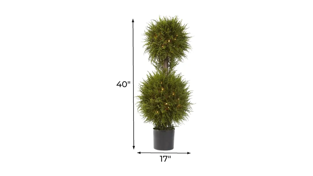 40" Cedar Double Ball Topiary with Lights Dimensions