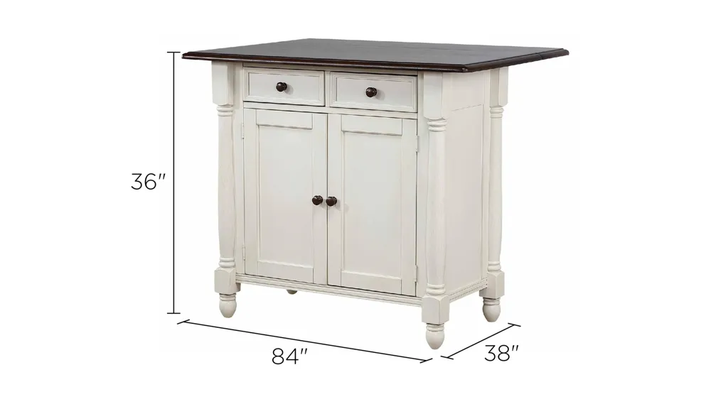 Fenway Kitchen Island w/ Leaf Dimensions