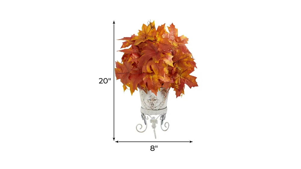 Fall foliage 20" Maple Leaves in Metal Planter Dimensions