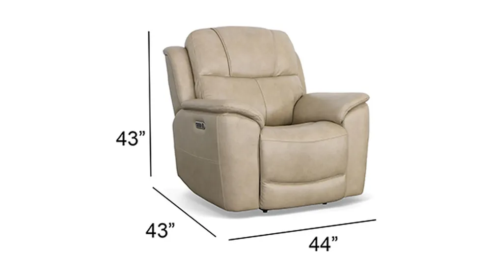 Crew Leather Power Recliner with Power Headrest and Lumbar Dimensions