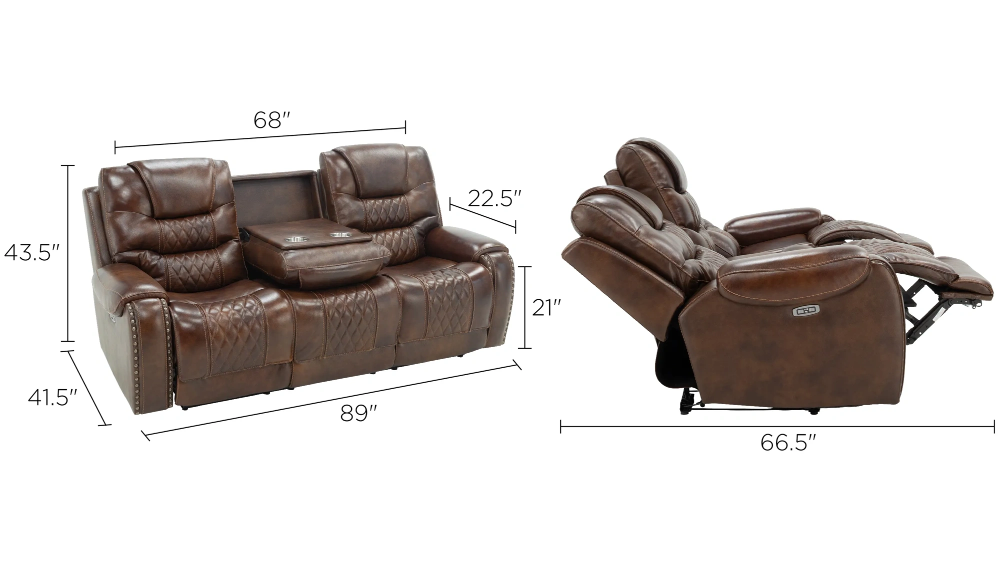 Ballard Power Sofa w Power Headrest and Drop Down Table Raymour
