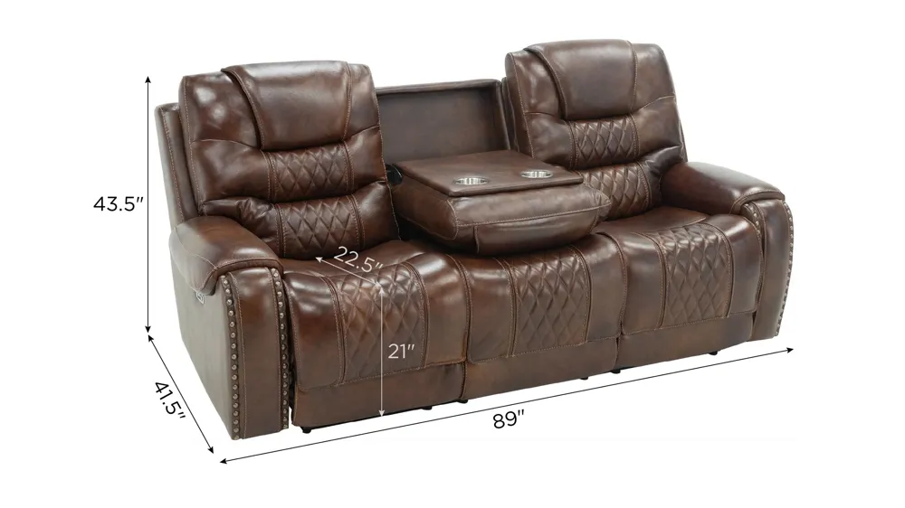 Ballard Power Sofa w/Power Headrest and Drop Down Table Dimensions