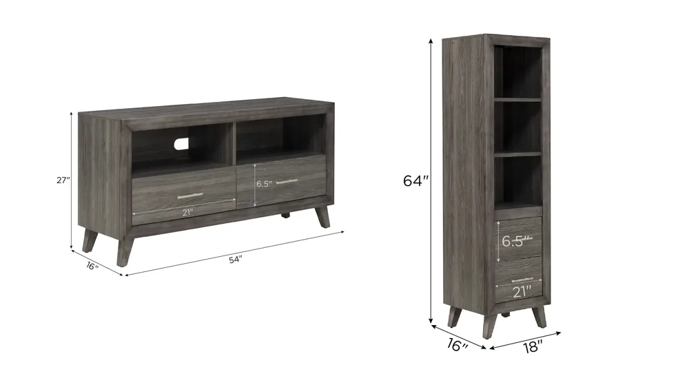 Decca 3pc Entertainment Wall Dimensions