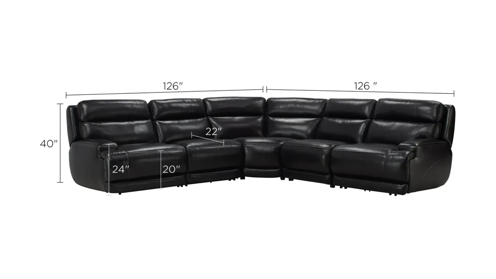 Tompkins Leather 5-pc. Sectional Dimensions