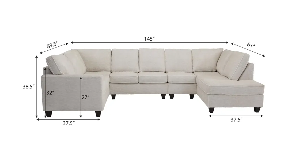 Dune 5-pc. Sectional Dimensions