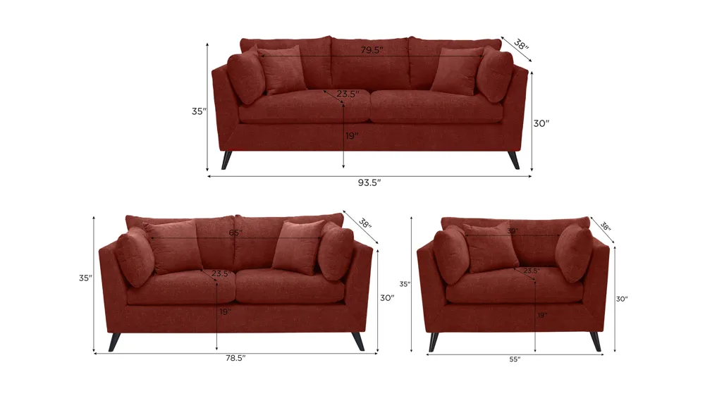 Caruso Living Room Set Dimensions
