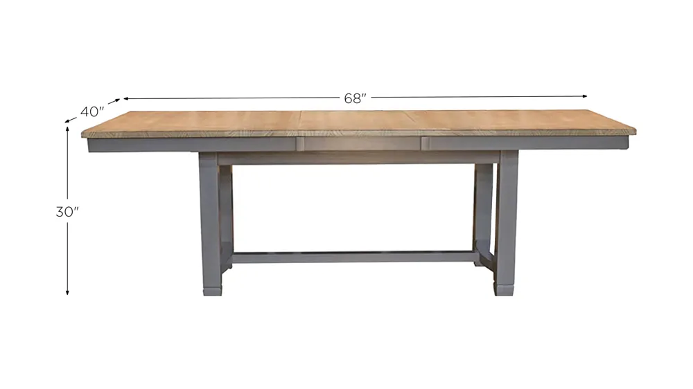 Port Townsend Rectangular Trestle Single Leaf Dining Table Dimensions
