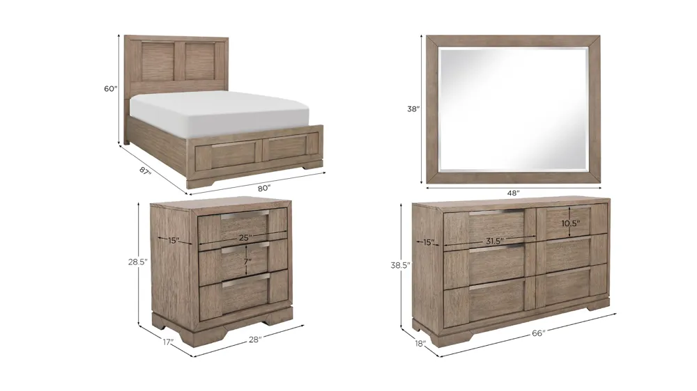 Lorelai 4-pc. Bedroom Set Dimensions