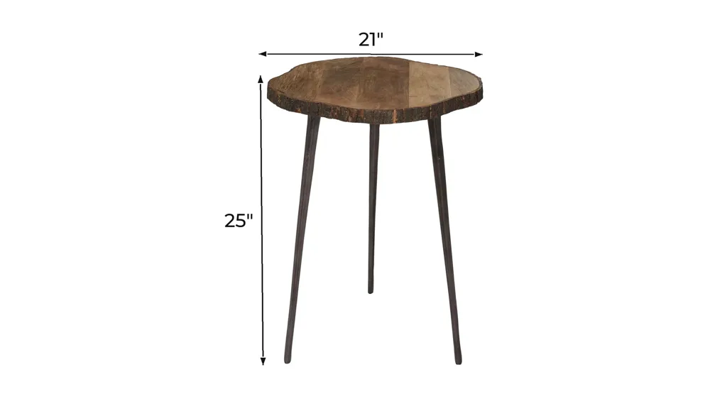 Ivy Collection Tree Bark Accent Table Dimensions