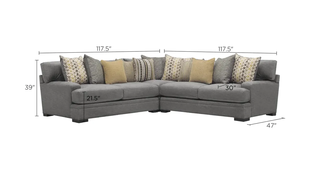 Bayside 3-pc. Sectional Sofa Dimensions