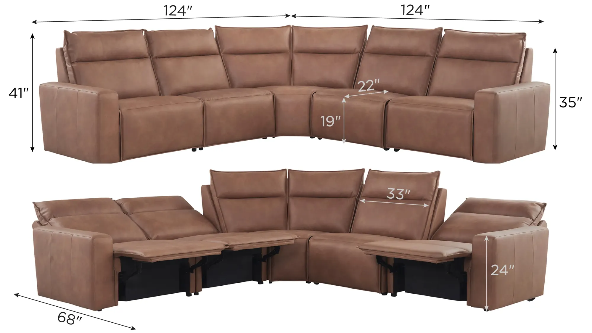 ModularTwo 5-pc. Power Sectional w/ Power Headrest | Raymour