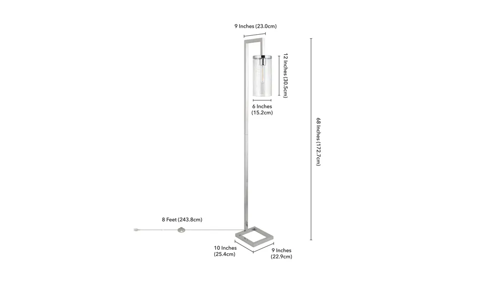 Ansa Seeded Glass Floor Lamp Dimensions