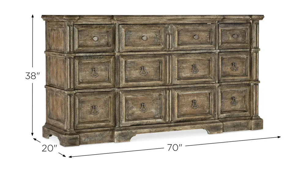 La Grange Nine-Drawer Dresser Dimensions