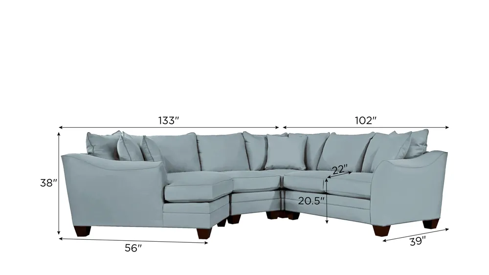 Foresthill 4-pc. Left Hand Cuddler Sectional Sofa Dimensions