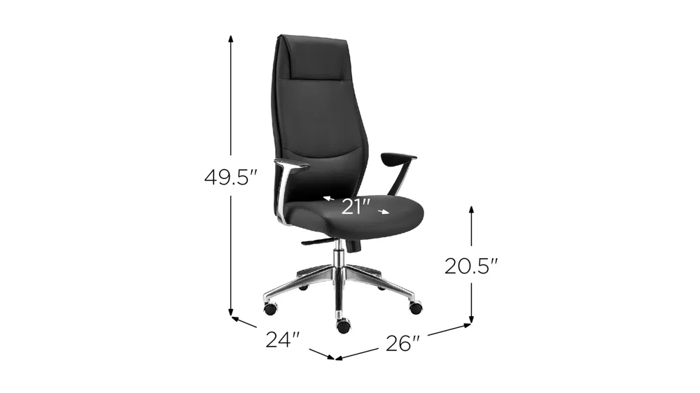 Crosby High Back Office Chair Dimensions