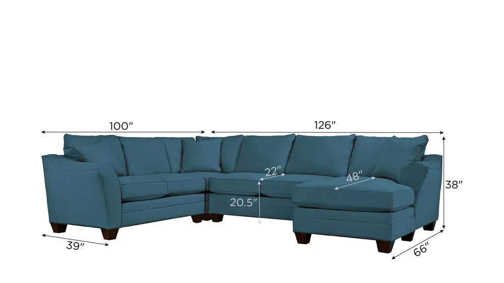 Foresthill 4-pc. Sectional w/ Right Arm Facing Chaise Dimensions