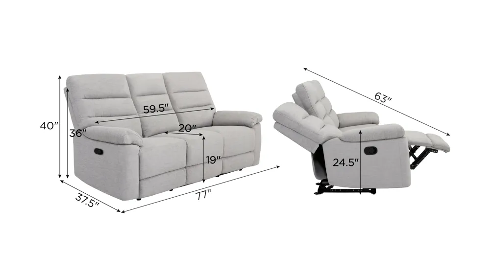 Bennington Manual Reclining Sofa Dimensions