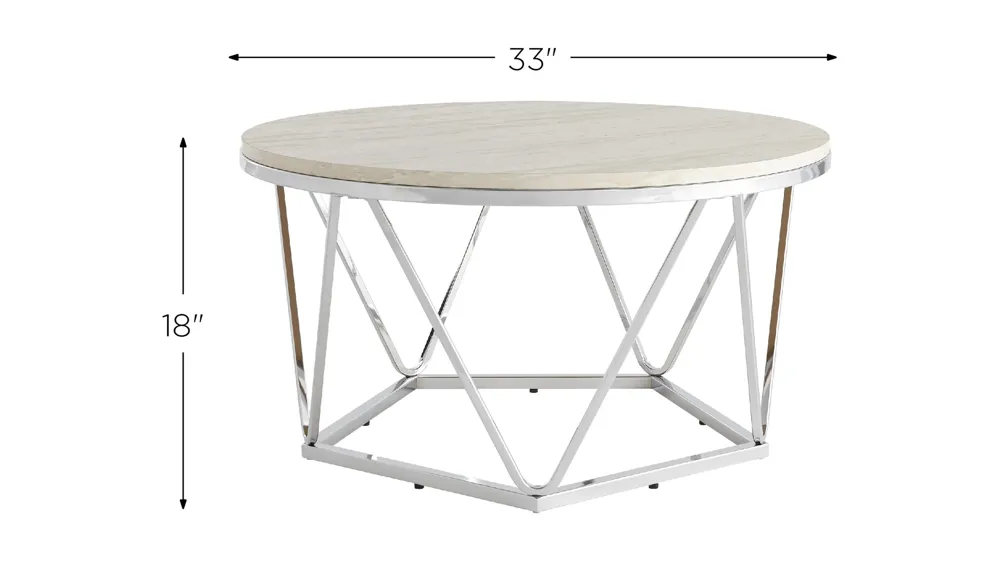 Bideford Round Faux Marble Cocktail Table Dimensions