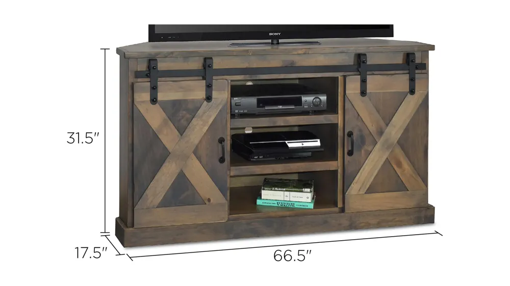 Farmhouse 66" Corner TV Console Dimensions