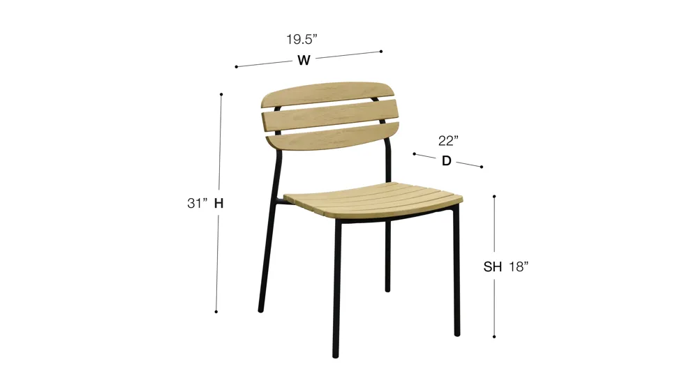Kalmar Outdoor Side Chair - Set of 2 Dimensions