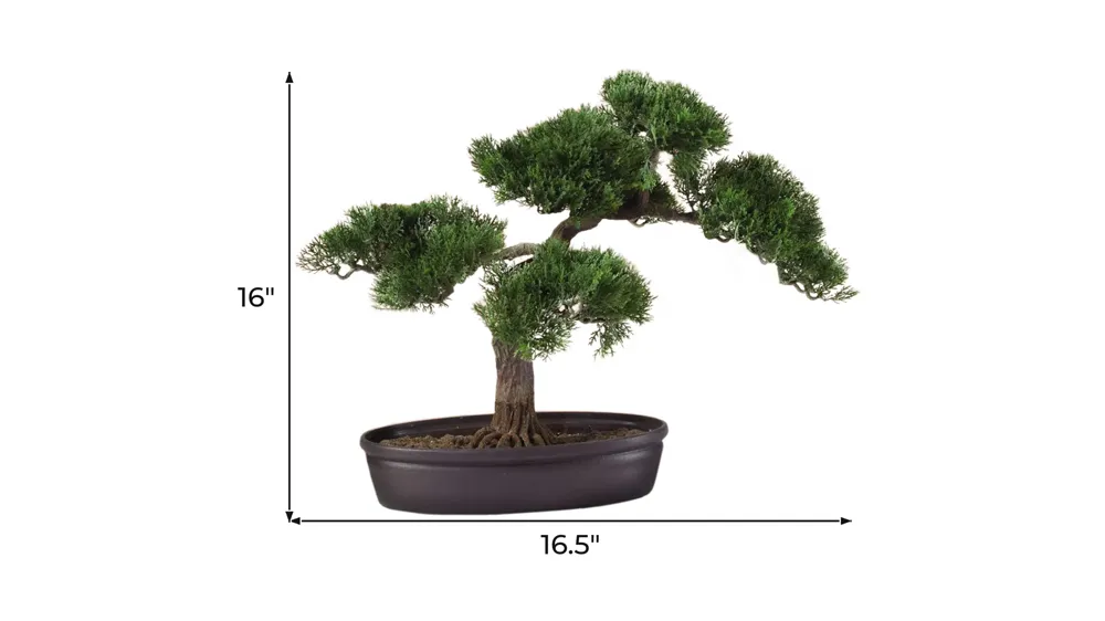 16in. Cedar Bonsai Silk Plant Dimensions